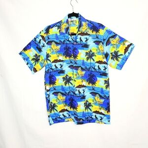 Alvisha Hawian style shirt. Blue/yellow Med.
